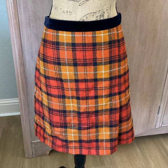 HOBBS London Tartan Plaid Riley Pencil Skirt academia varsity wool preppy orange - Picture 1 of 13